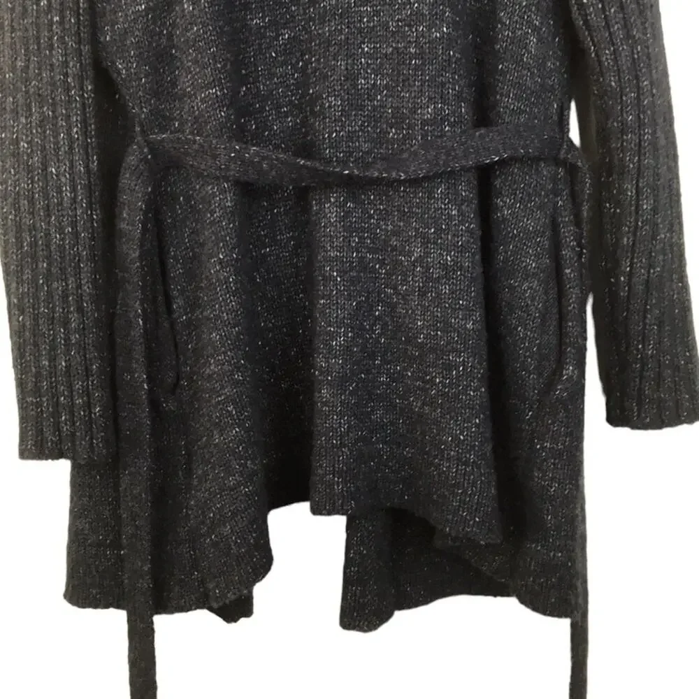SimplyVera Vera Wang Knit Cardigan Tie Waist Sweater Pockets Marled Navy Large - Picture 7 of 15